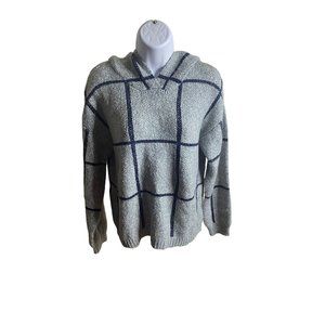 Item & Thread black and gray window pane hooded pullover hoodie